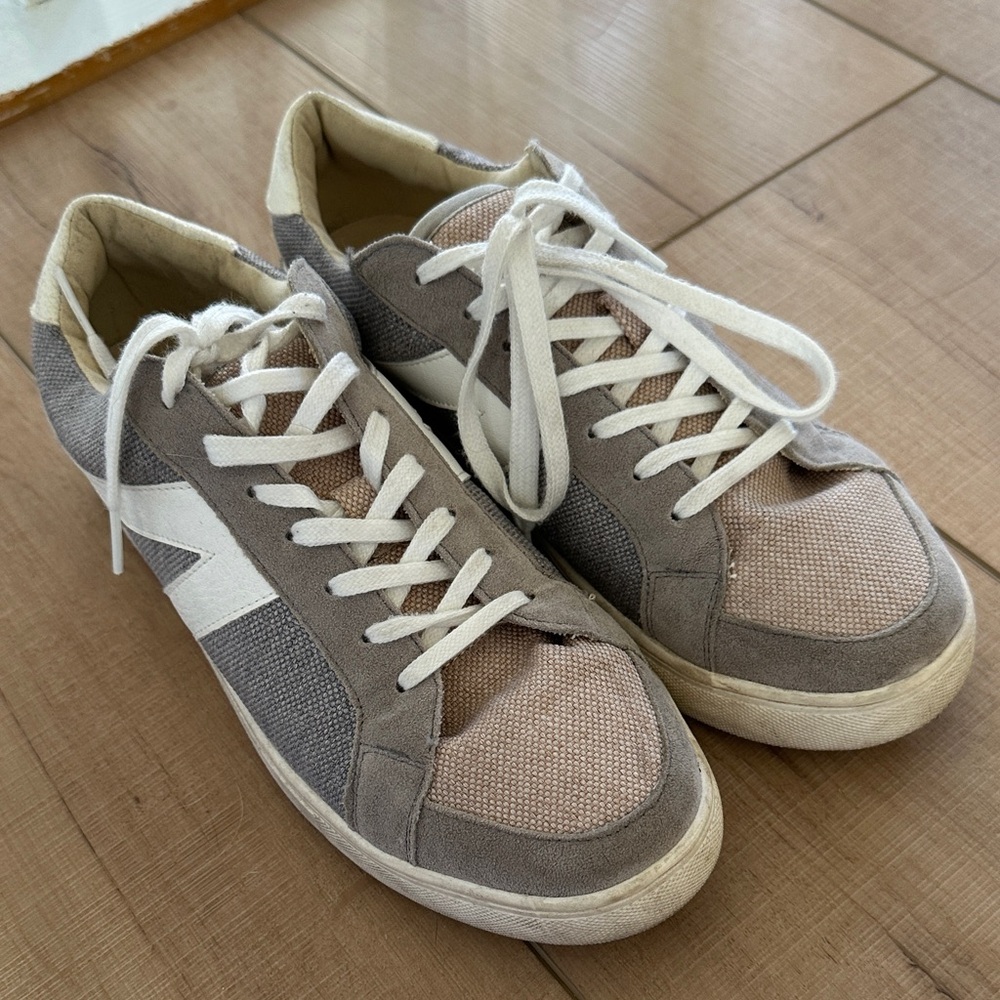Women’s Neutral Two-Tone Canvas & Suede Sneakers - Comfortable Everyday Style